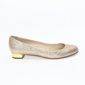 J Crew Janey Glitter Ballet Flats sz 9 NEW Gold